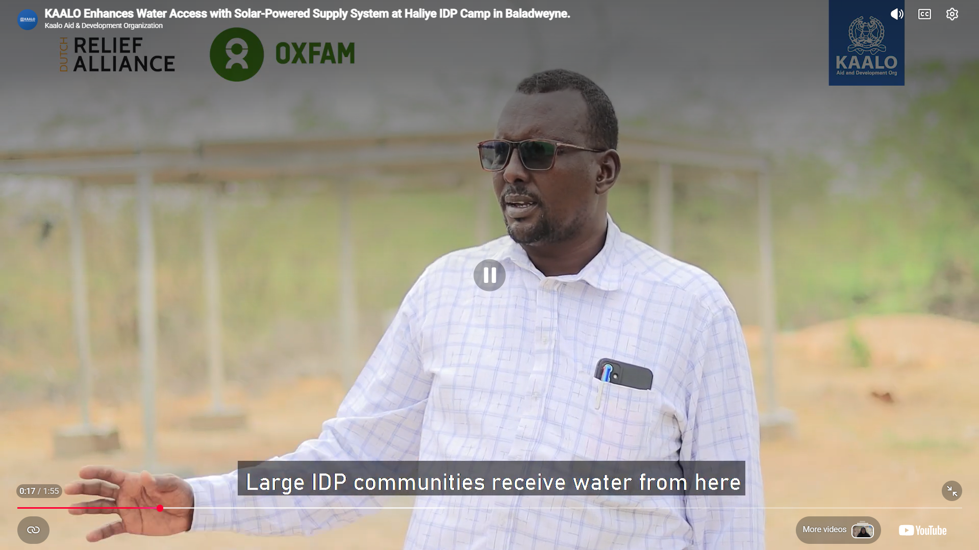 KAALO Enhances Water Access with Solar-Powered Supply System at Haliye IDP Camp in Baladweyne.